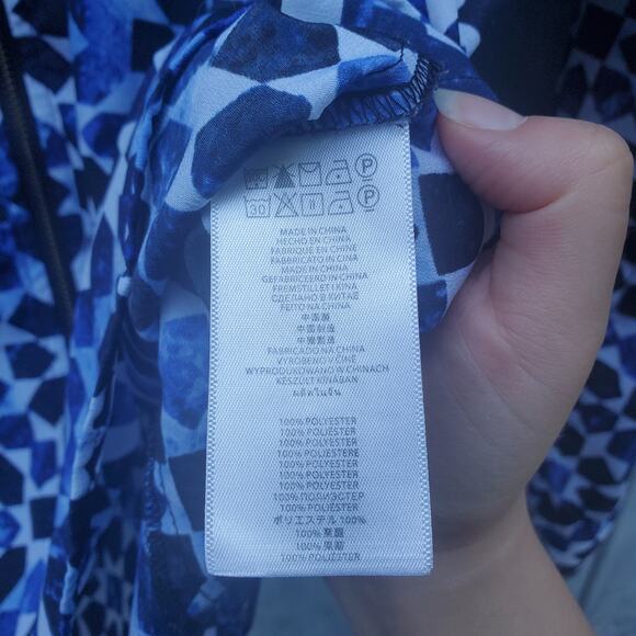 MICHAEL Michael Kors Blue White Abstract Print Full Zip Light Jacket Collared S - Picture 5 of 13